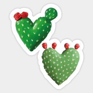 Cactus heart nopal adorable prickly pear set mexican kawaii pattern Sticker